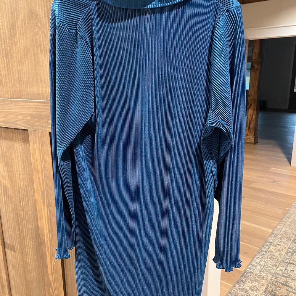 Blue Ribbed Mini Dress - Picture 3 of 6
